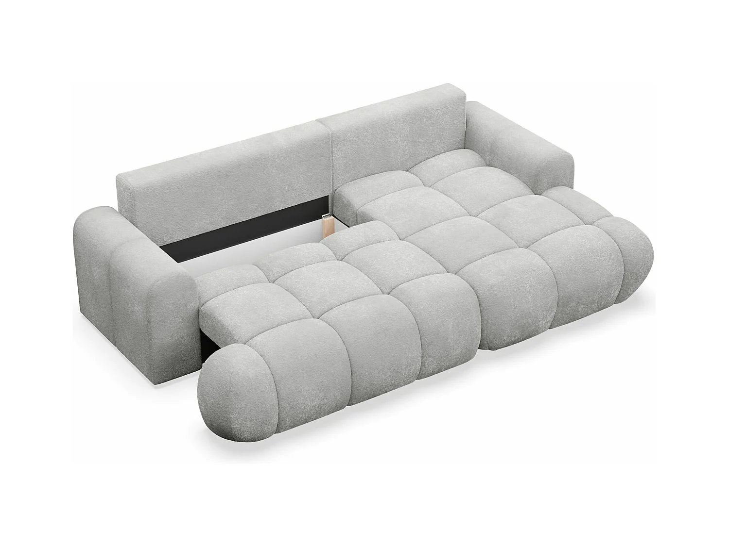 Canapé d'angle convertible - bouclé gris clair- côté droit - OMBO MINI