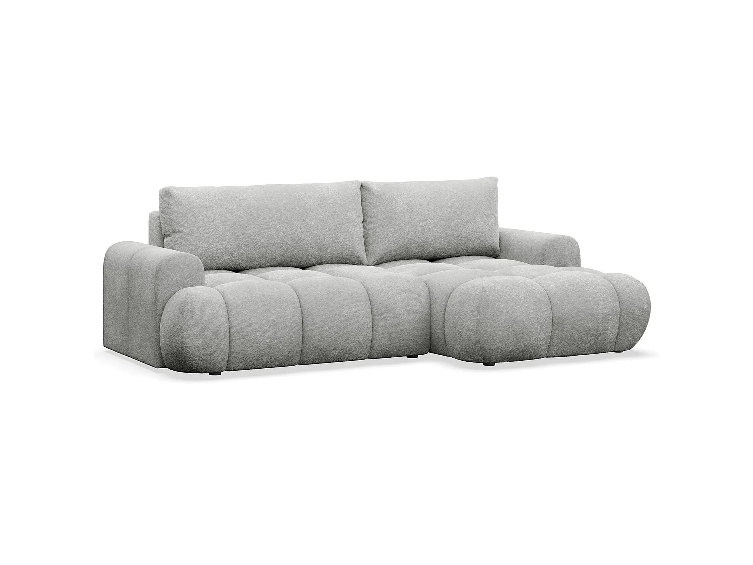 Ecksofa mit Schlaffunktion - Plüsch-Bezug - Hellgrau - rechts - OMBO MINI