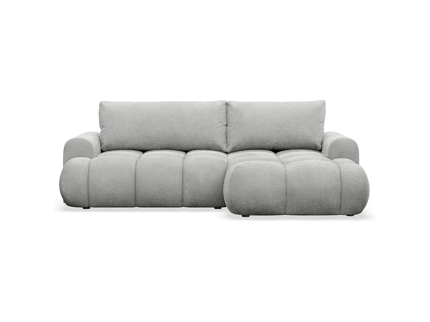 Ecksofa mit Schlaffunktion - Plüsch-Bezug - Hellgrau - rechts - OMBO MINI