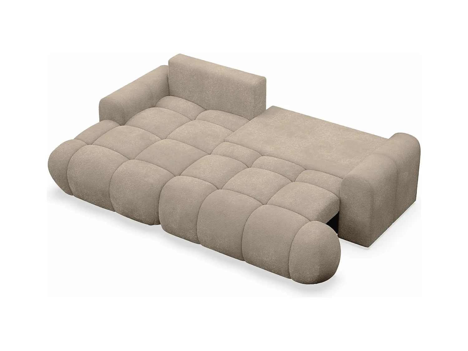 Canapé d'angle convertible - bouclé beige foncé- côté gauche - OMBO MINI