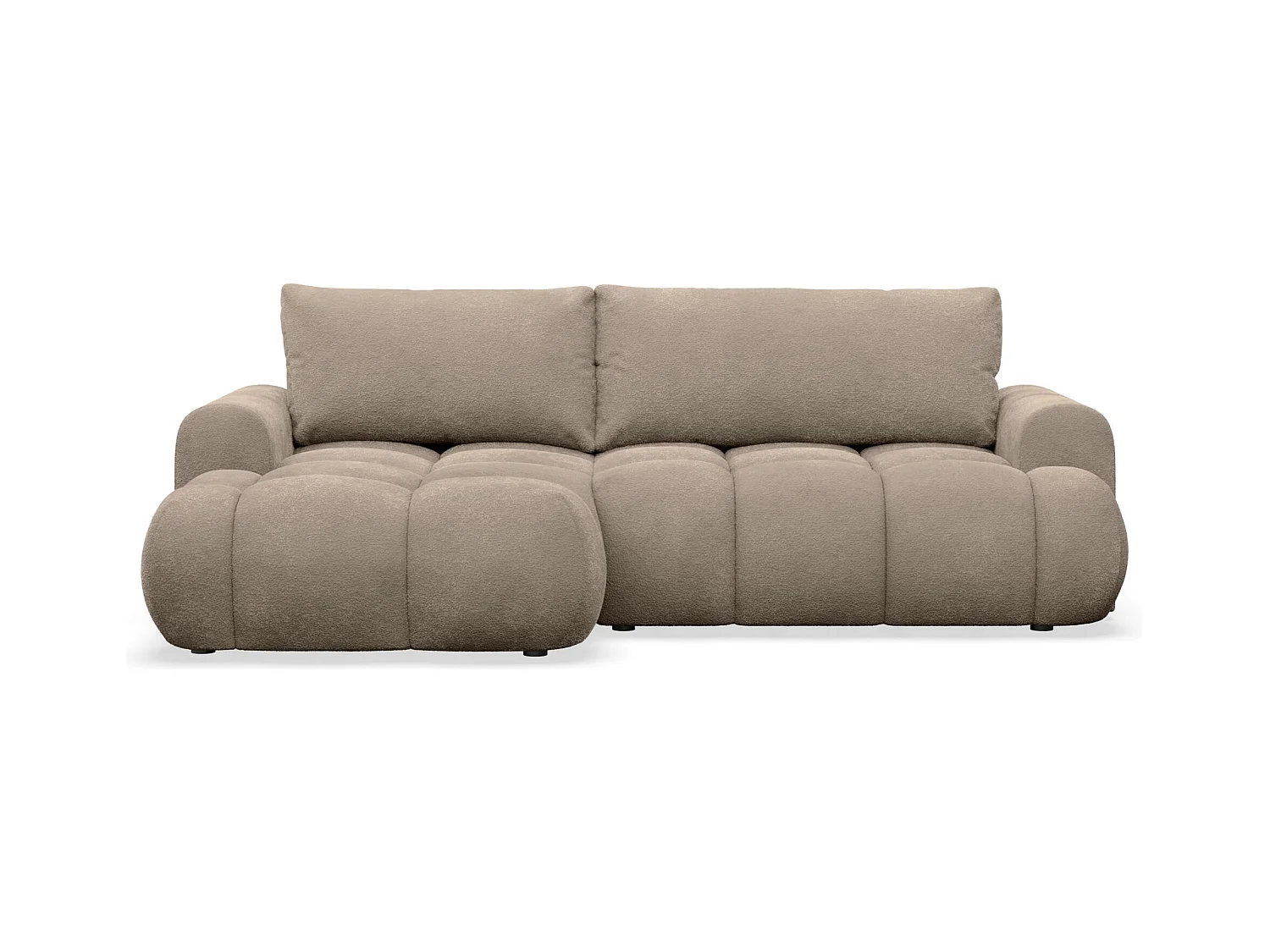 Canapé d'angle convertible - bouclé beige foncé- côté gauche - OMBO MINI