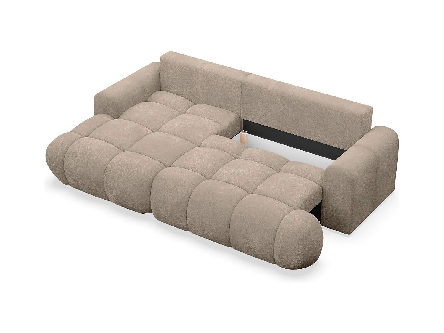 Canapé d'angle convertible - bouclé beige foncé- côté gauche - OMBO MINI