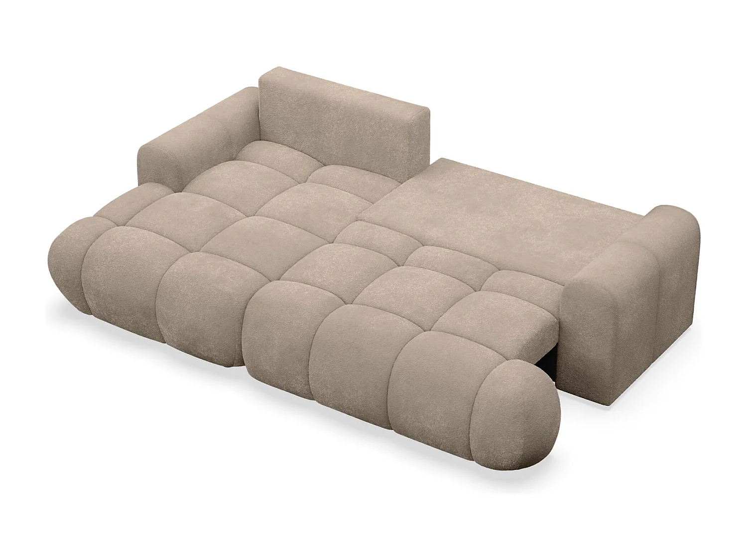 Ecksofa mit Schlaffunktion - Plüsch-Bezug - Dunkelbeige - links - OMBO MINI