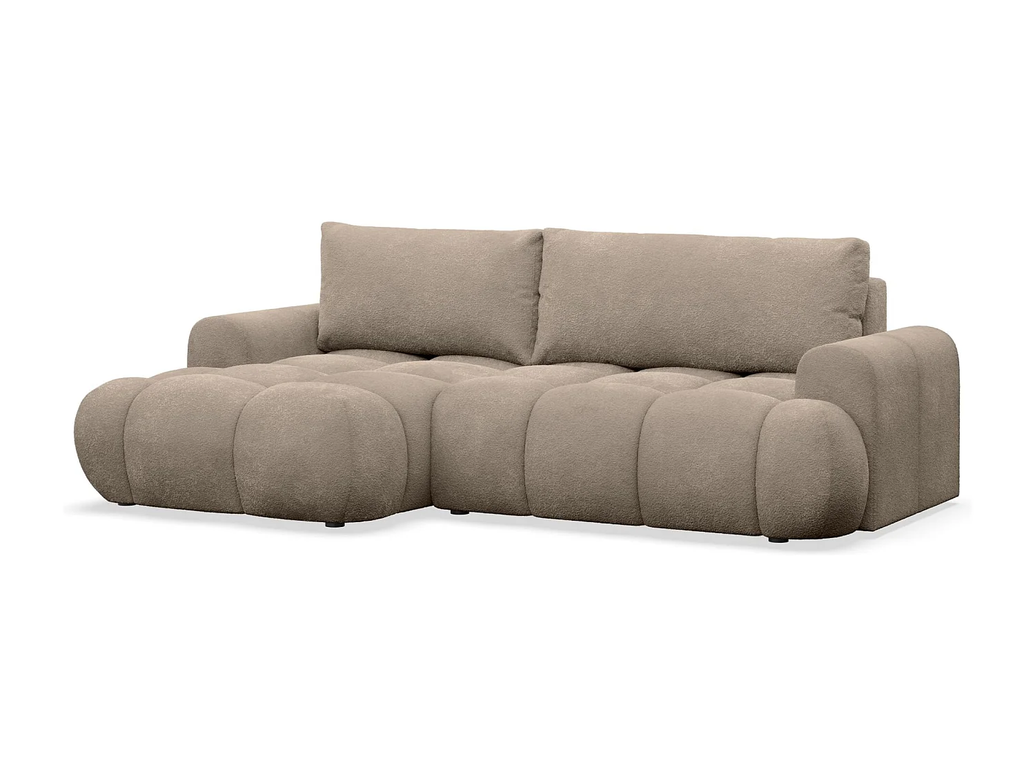 Ecksofa mit Schlaffunktion - Plüsch-Bezug - Dunkelbeige - links - OMBO MINI
