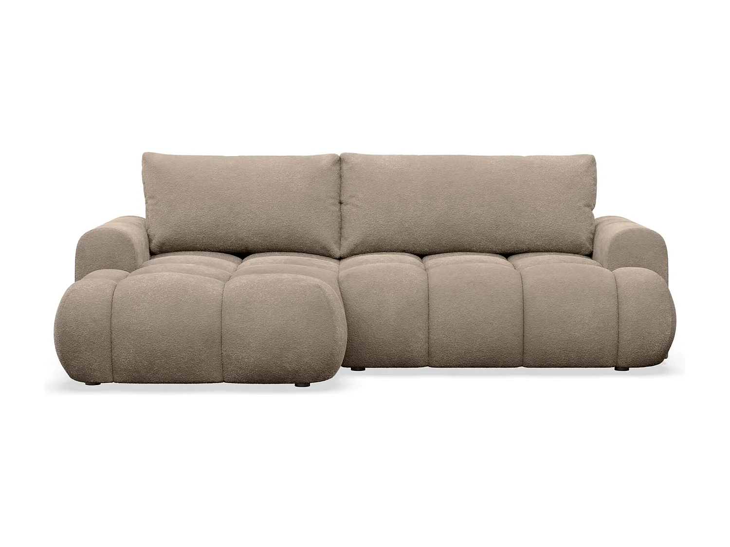 Ecksofa mit Schlaffunktion - Plüsch-Bezug - Dunkelbeige - links - OMBO MINI