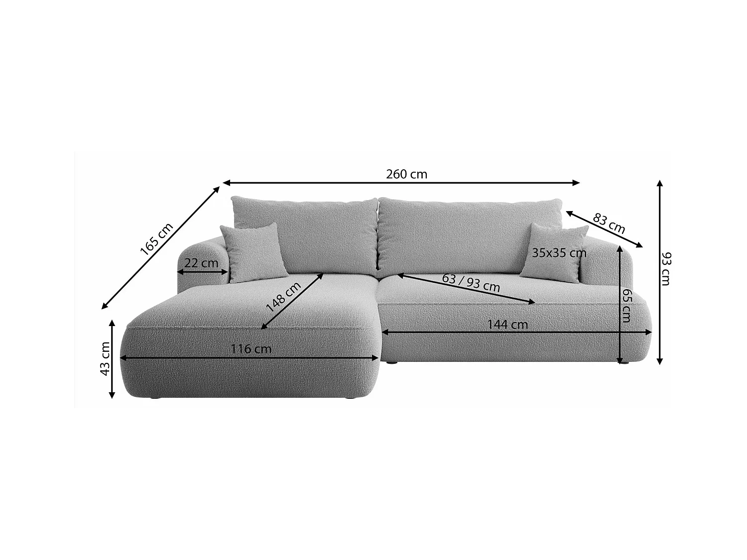 Ecksofa mit Schlaffunktion, Stauraum und Samtbezug - hellrosa - links - OVO