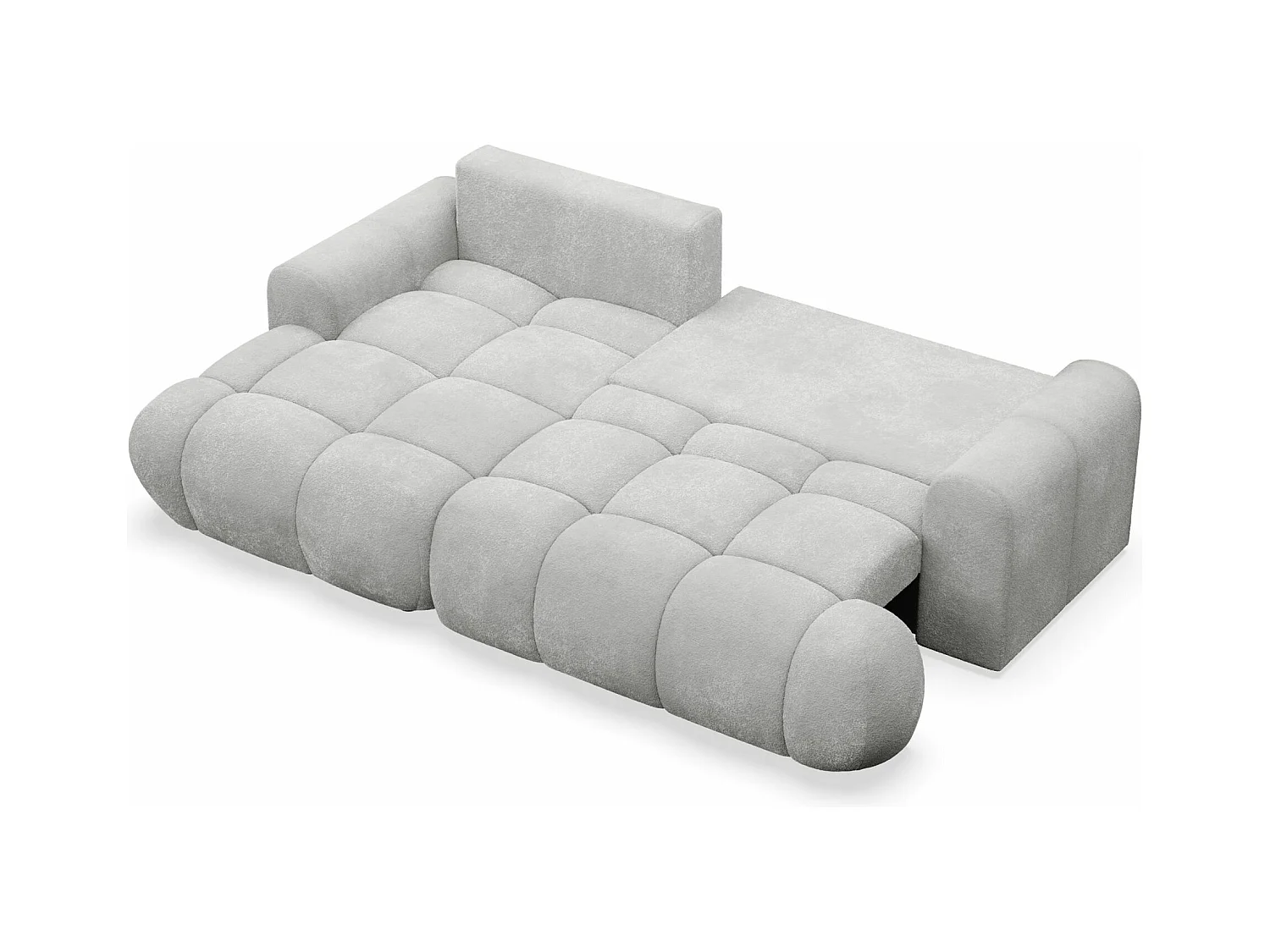 Canapé d'angle convertible - bouclé gris clair- côté gauche - OMBO MINI