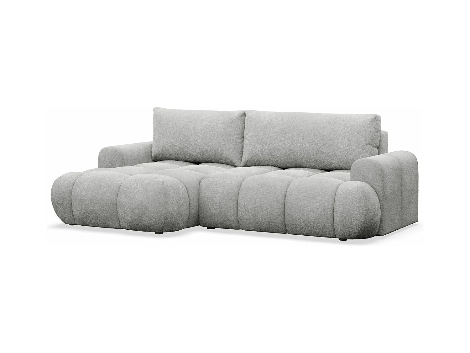 Canapé d'angle convertible - bouclé gris clair- côté gauche - OMBO MINI