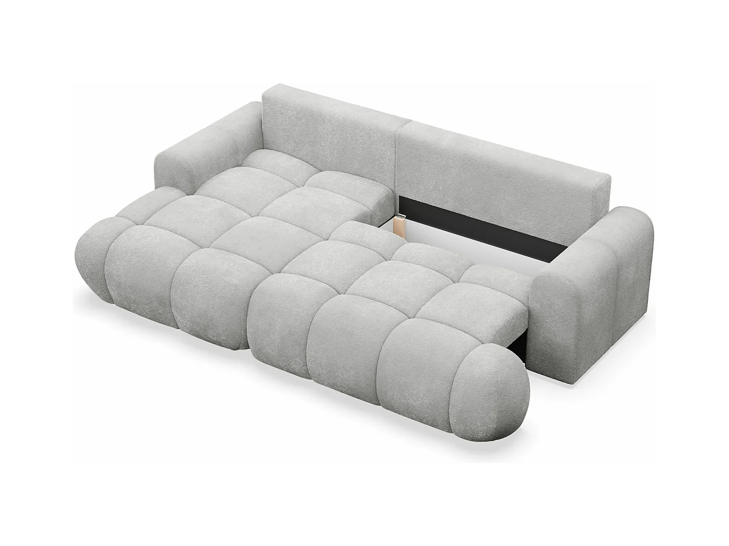 Canapé d'angle convertible - bouclé gris clair- côté gauche - OMBO MINI