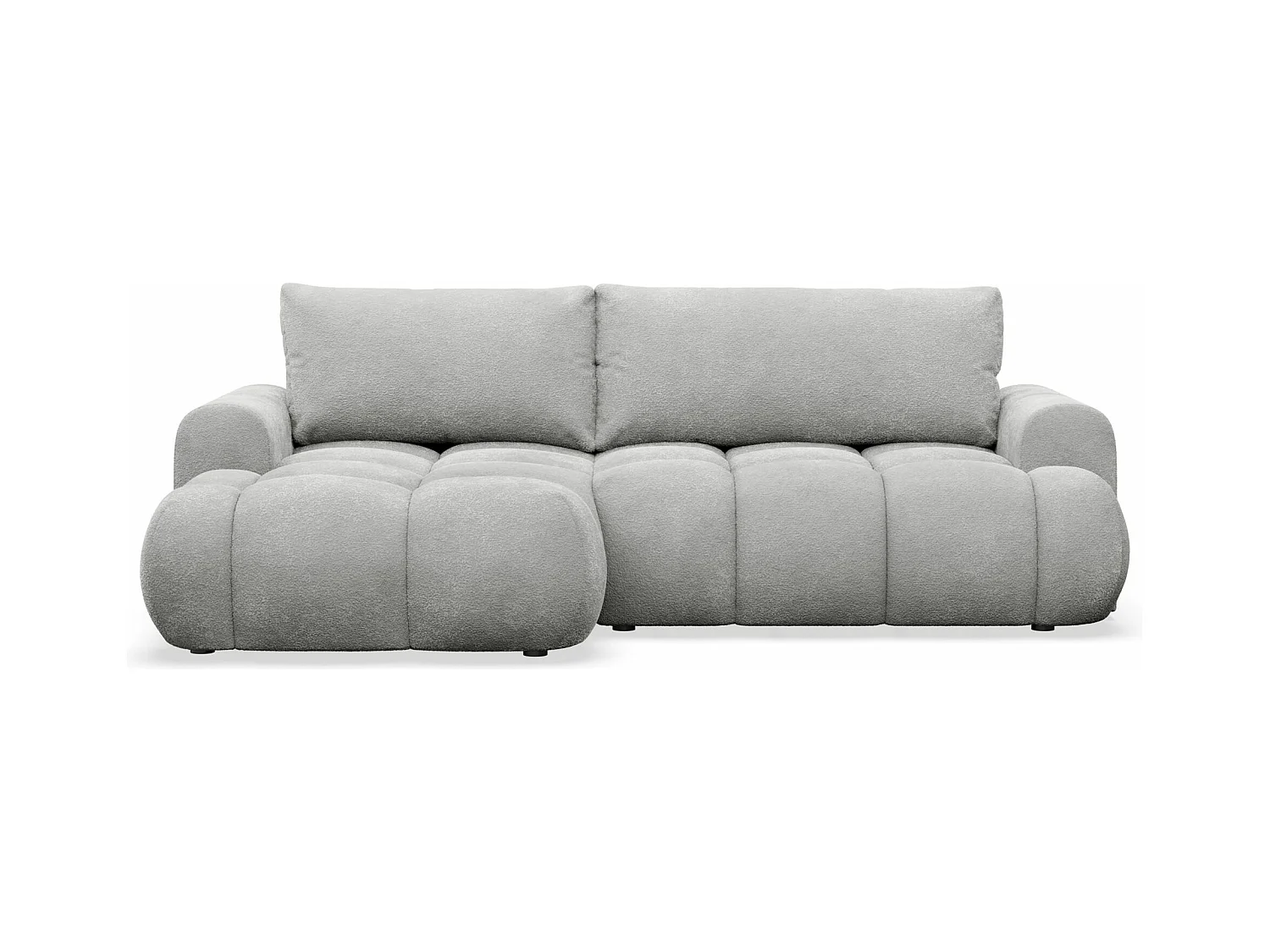 Ecksofa mit Schlaffunktion - Bouclé-Bezug - Hellgrau - links - OMBO MINI