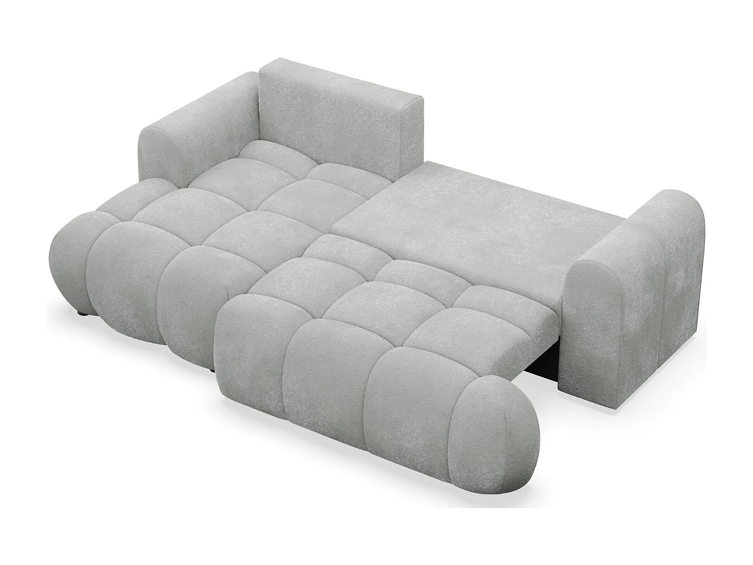 Ecksofa mit Schlaffunktion - Plüsch-Bezug - Hellgrau - links - OMBO MINI