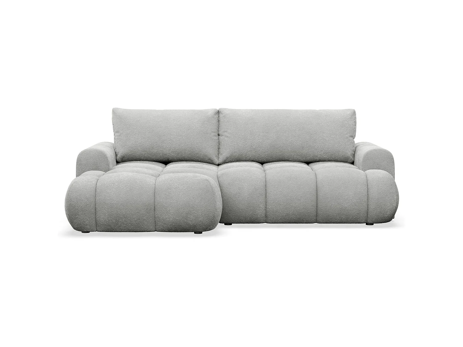 Ecksofa mit Schlaffunktion - Plüsch-Bezug - Hellgrau - links - OMBO MINI