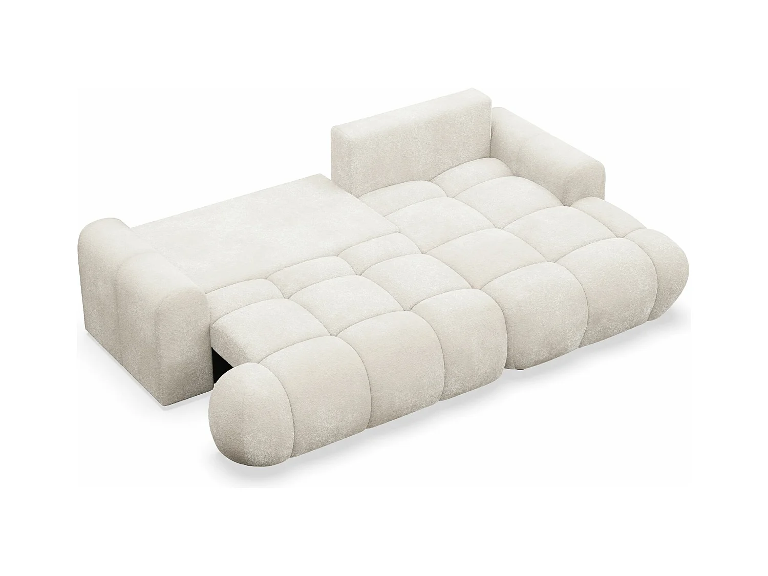 Canapé d'angle convertible - bouclé crème- côté droit - OMBO MINI