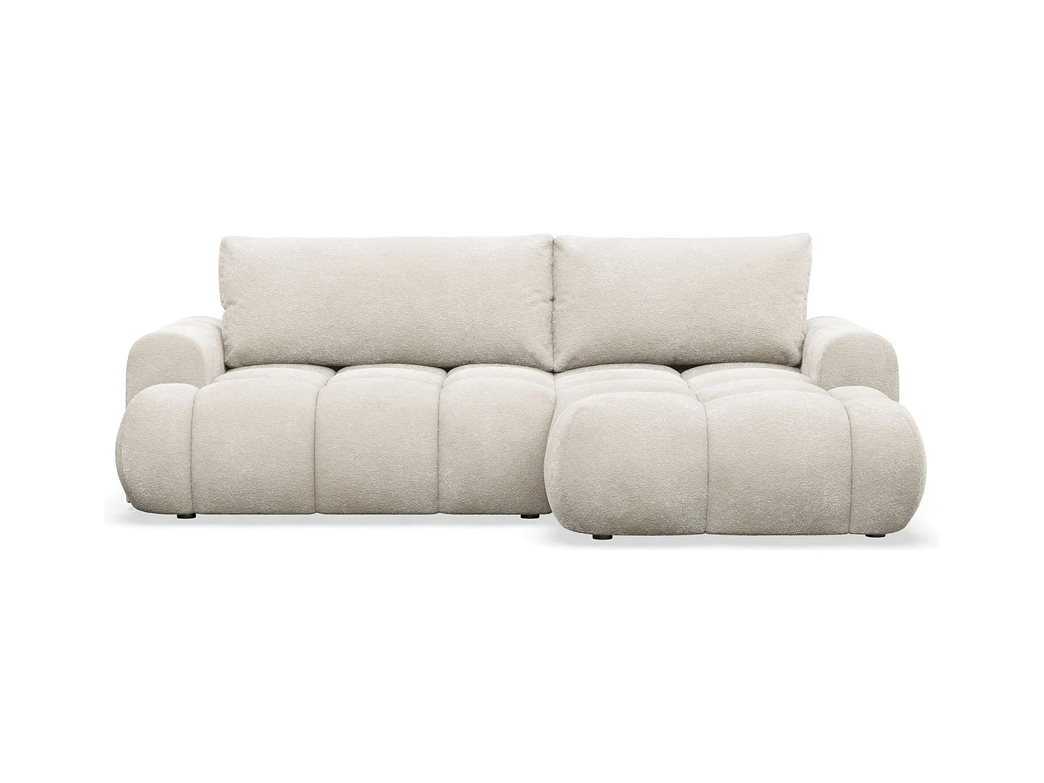 Canapé d'angle convertible - bouclé crème- côté droit - OMBO MINI