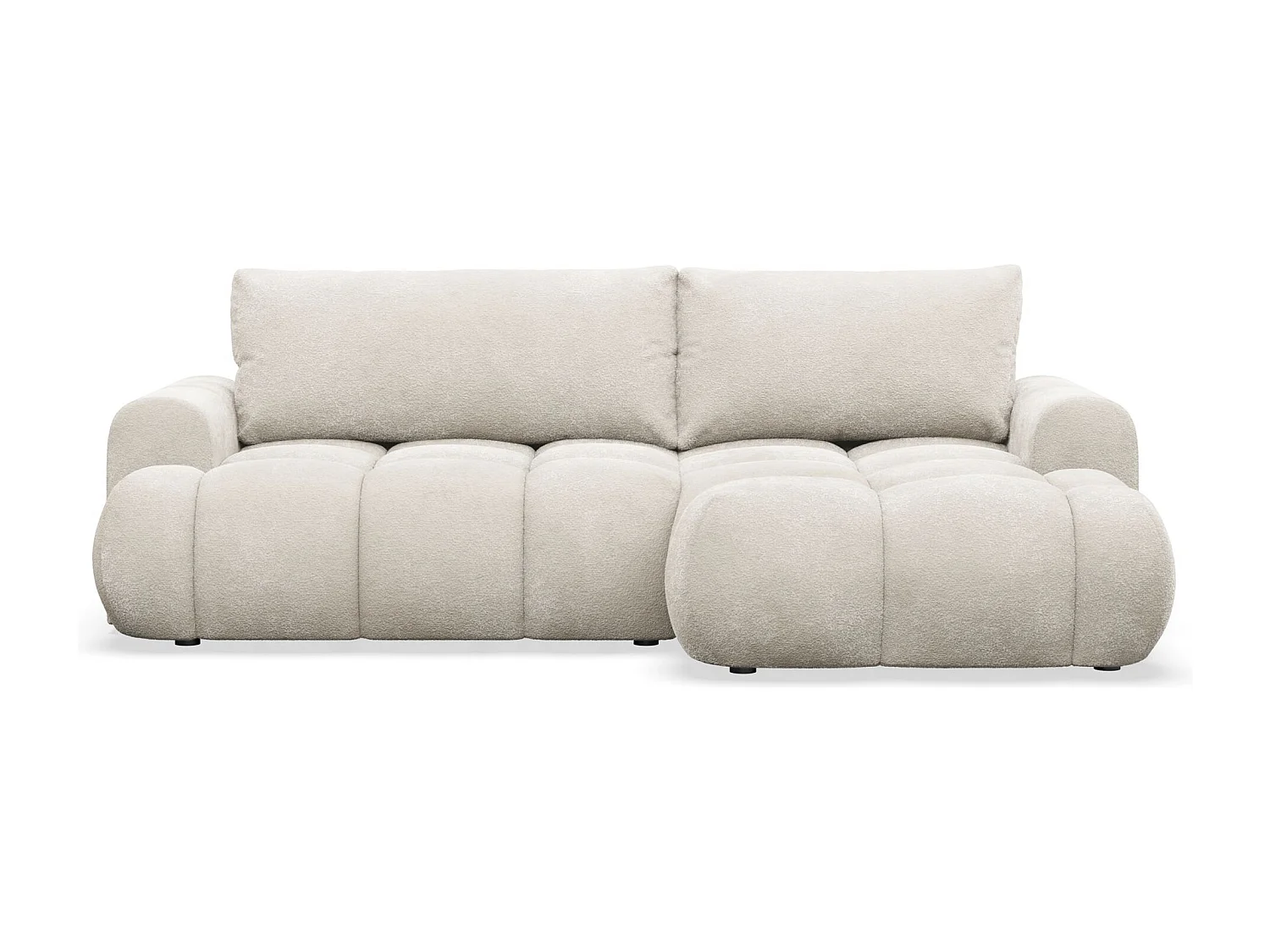 Canapé d'angle convertible - bouclé crème- côté droit - OMBO MINI