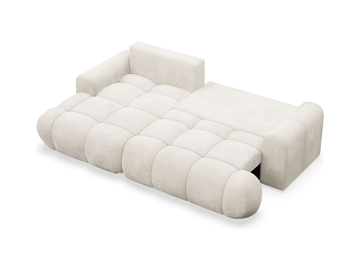 Canapé d'angle convertible - bouclé crème- côté gauche - OMBO MINI