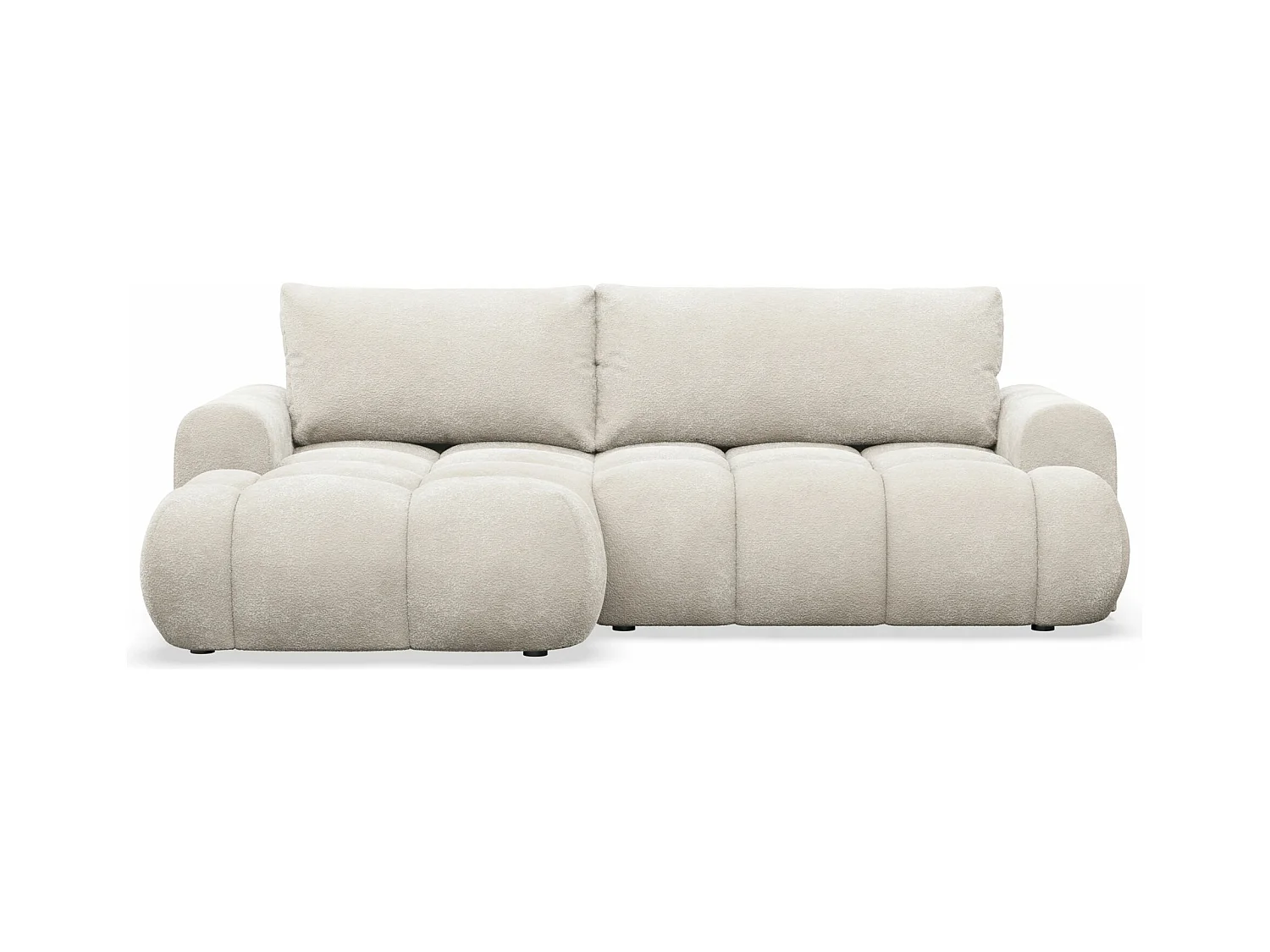 Canapé d'angle convertible - bouclé crème- côté gauche - OMBO MINI