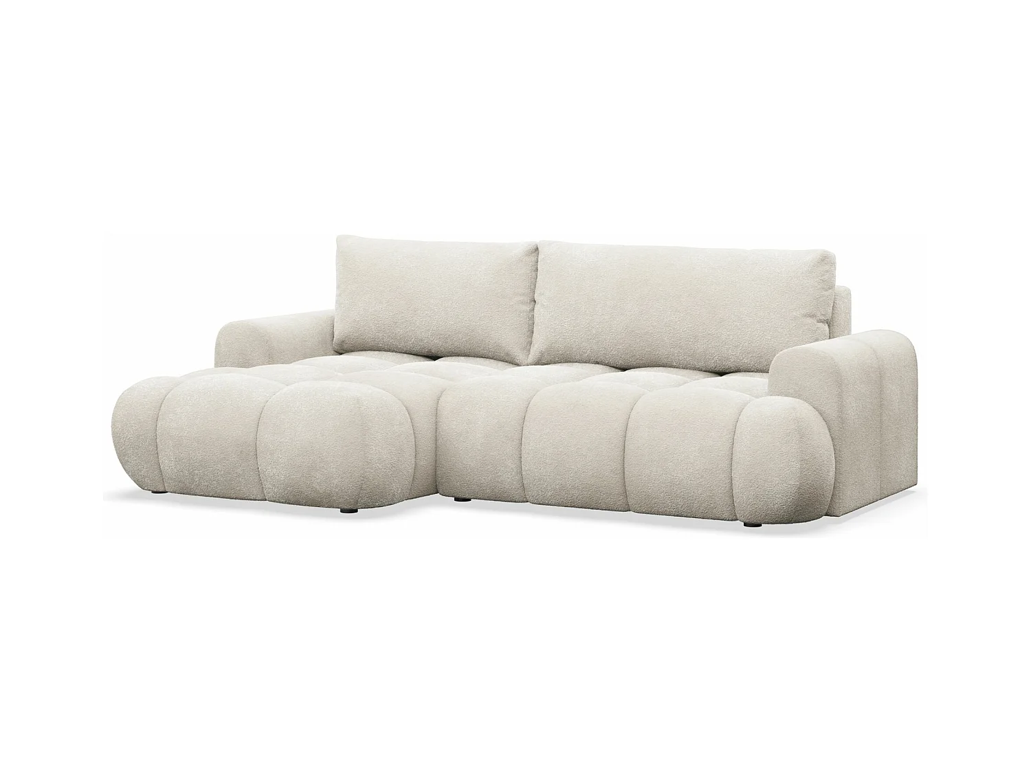 Ecksofa mit Schlaffunktion - Bouclé-Bezug - Creme - links - OMBO MINI