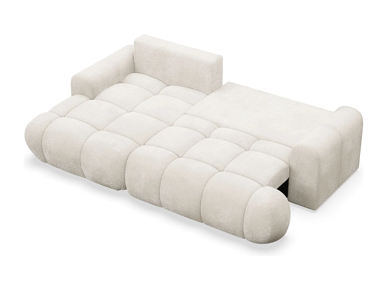 Canapé d'angle convertible - bouclé crème- côté gauche - OMBO MINI