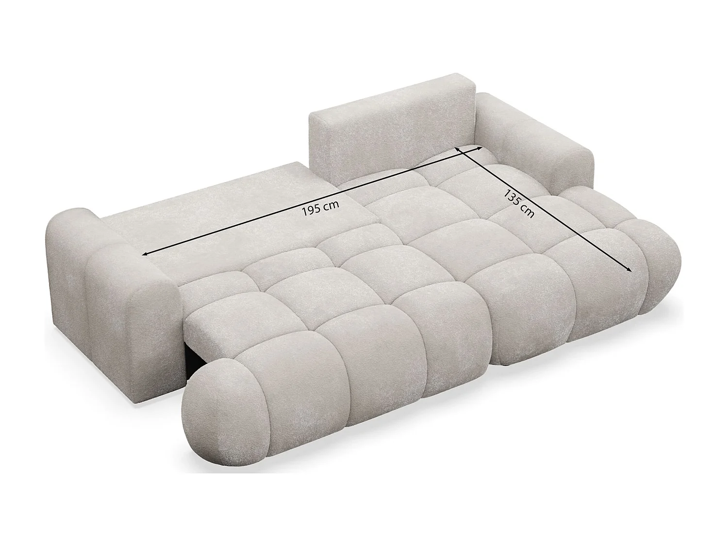 Canapé d'angle convertible - bouclé crème- côté gauche - OMBO MINI