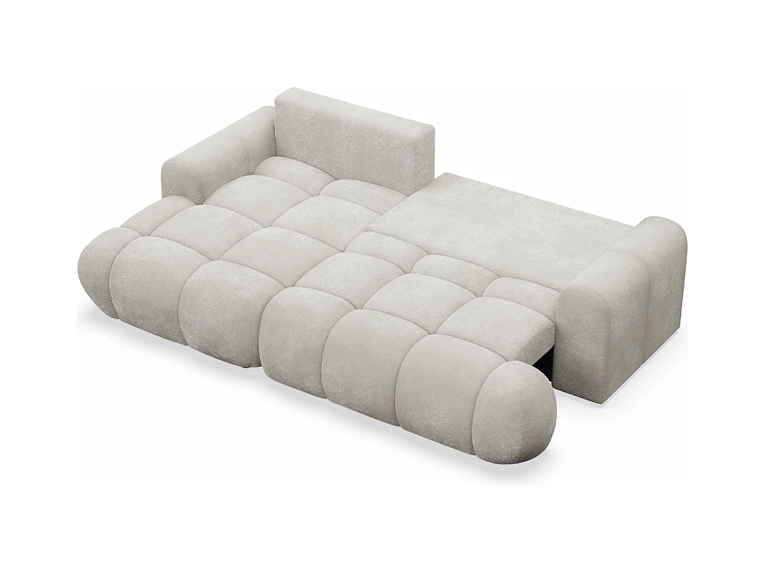 Ecksofa mit Schlaffunktion - Bouclé-Bezug - Graubeige - links - OMBO MINI