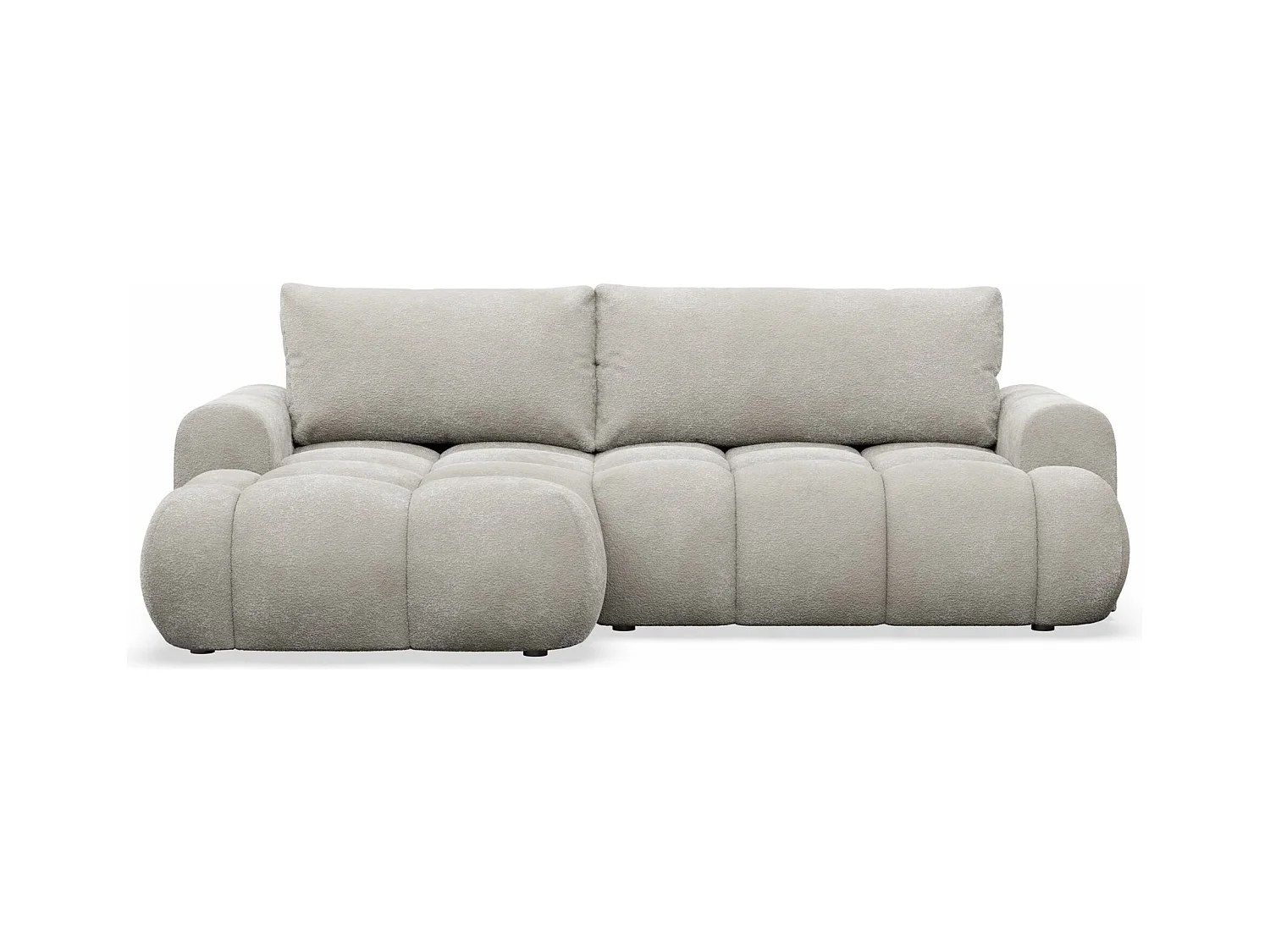 Ecksofa mit Schlaffunktion - Bouclé-Bezug - Graubeige - links - OMBO MINI