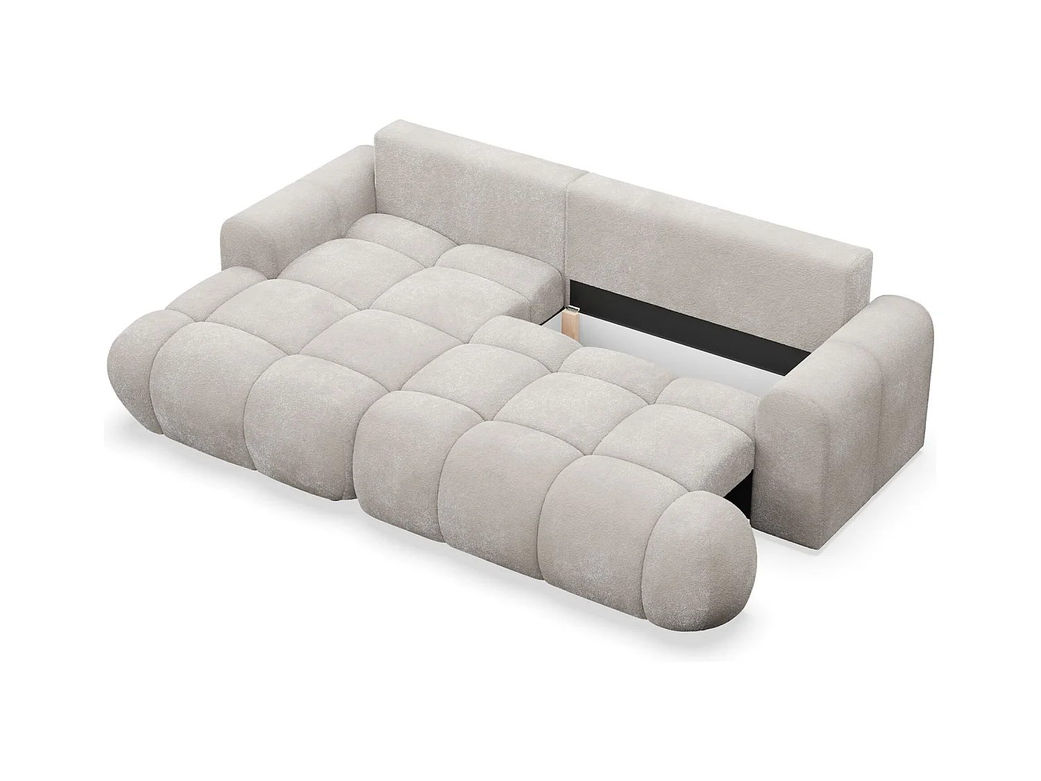 Ecksofa mit Schlaffunktion - Bouclé-Bezug - Graubeige - links - OMBO MINI