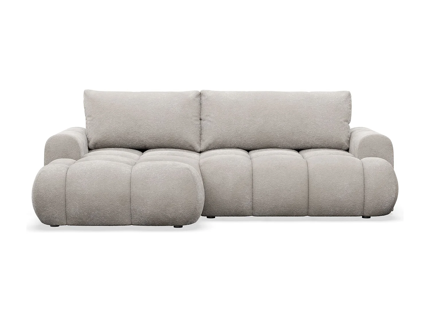 Canapé d'angle convertible - en peluche grège - côté gauche - OMBO MINI