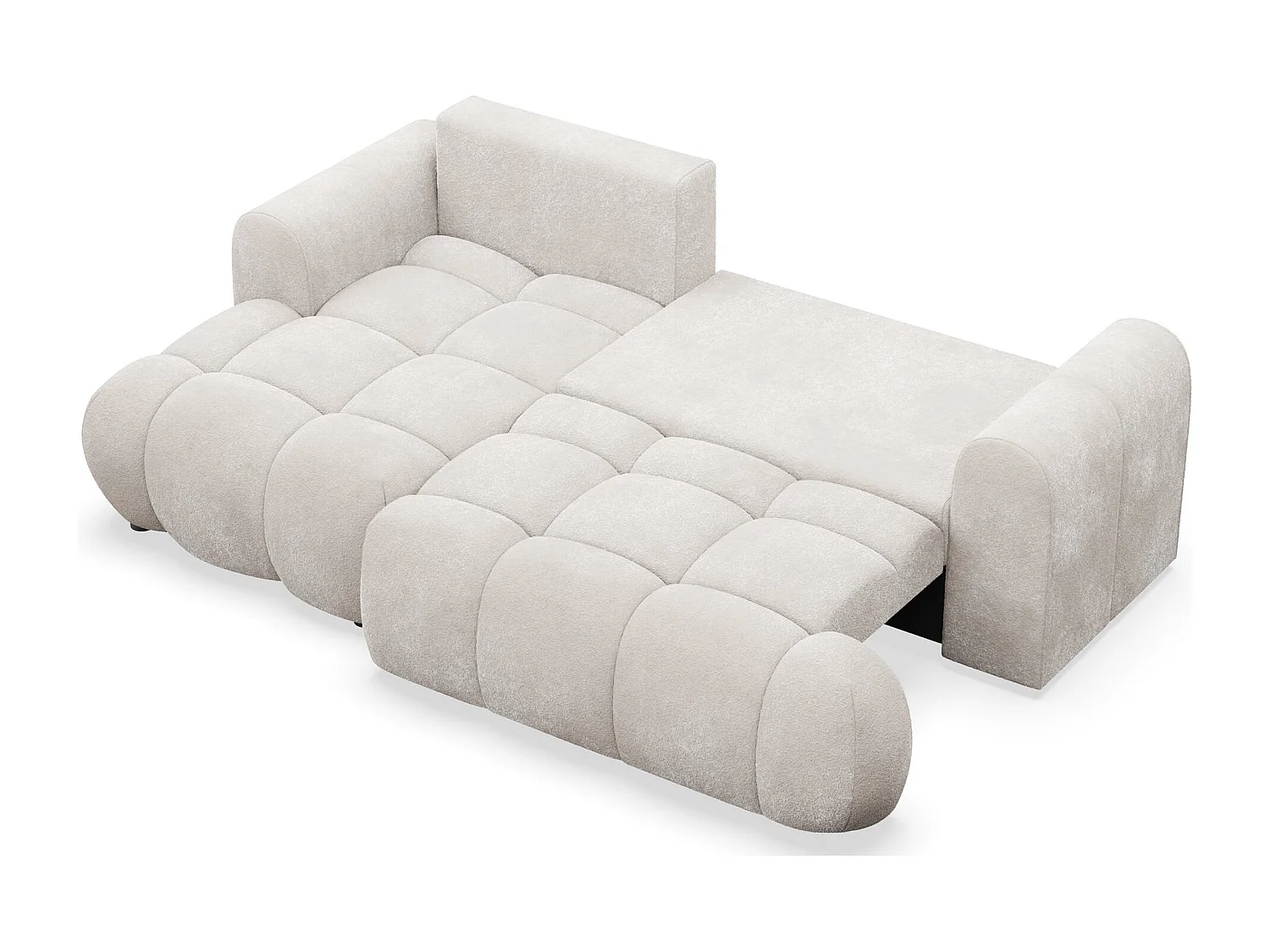 Canapé d'angle convertible - en peluche grège - côté gauche - OMBO MINI