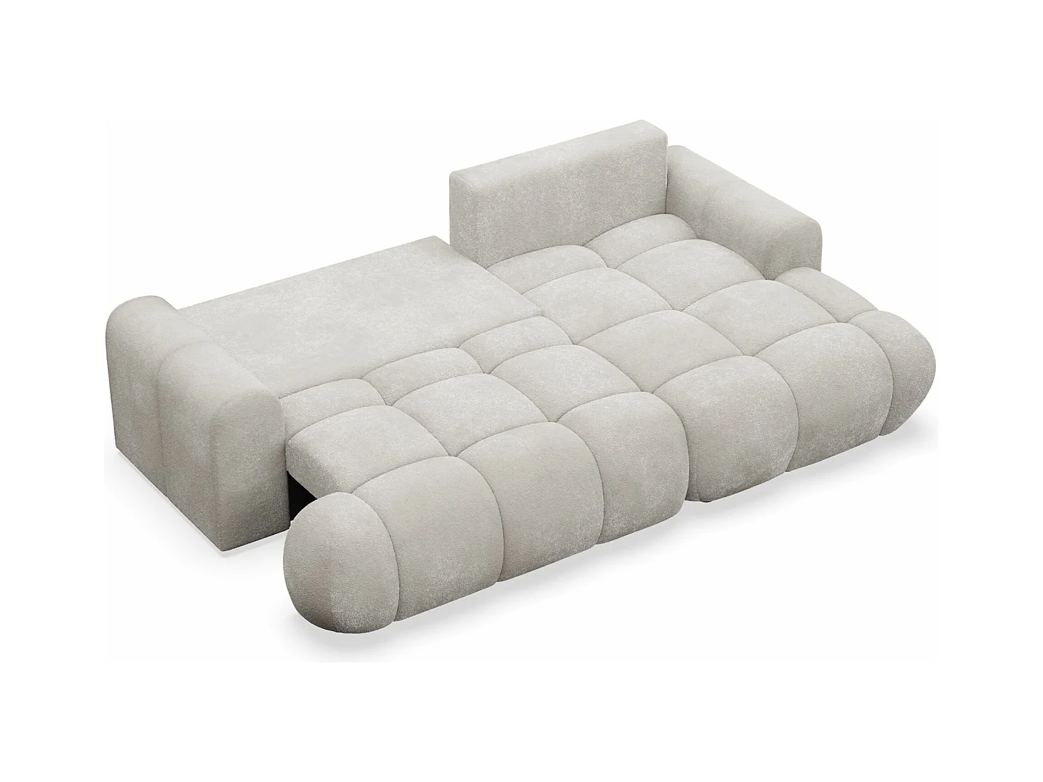 Ecksofa mit Schlaffunktion - Bouclé-Bezug - Graubeige - rechts - OMBO MINI