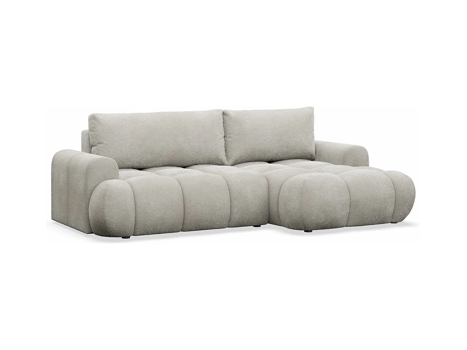 Ecksofa mit Schlaffunktion - Bouclé-Bezug - Graubeige - rechts - OMBO MINI