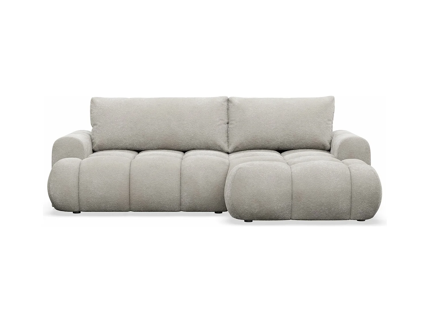 Ecksofa mit Schlaffunktion - Bouclé-Bezug - Graubeige - rechts - OMBO MINI