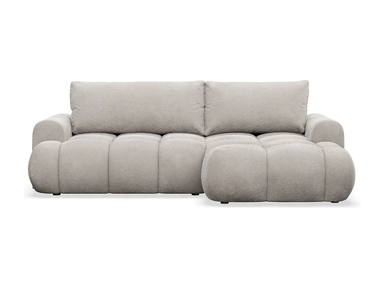 Canapé d'angle convertible - bouclé grège - côté droit - OMBO MINI