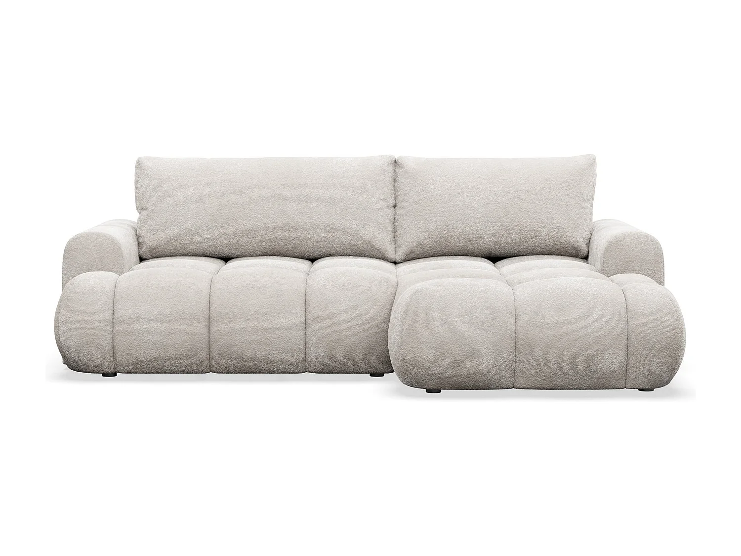 Ecksofa mit Schlaffunktion - Plüsch-Bezug - Graubeige - rechts - OMBO MINI
