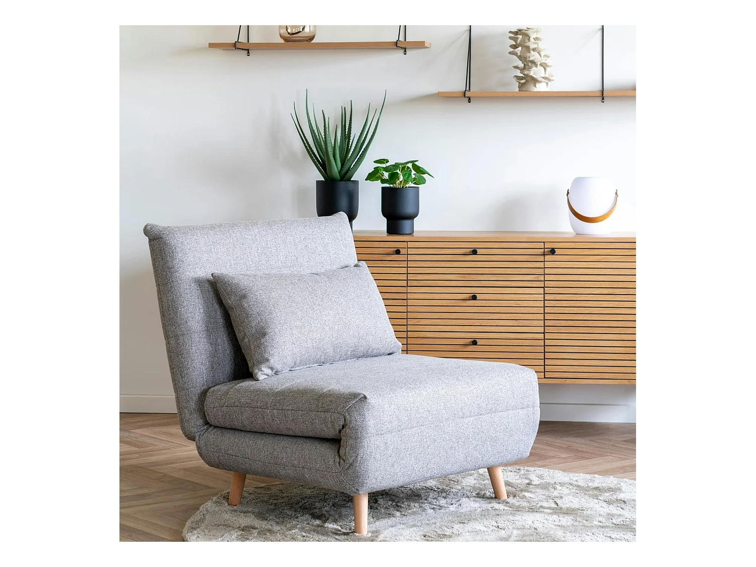 Fauteuil convertible gris BERLIN