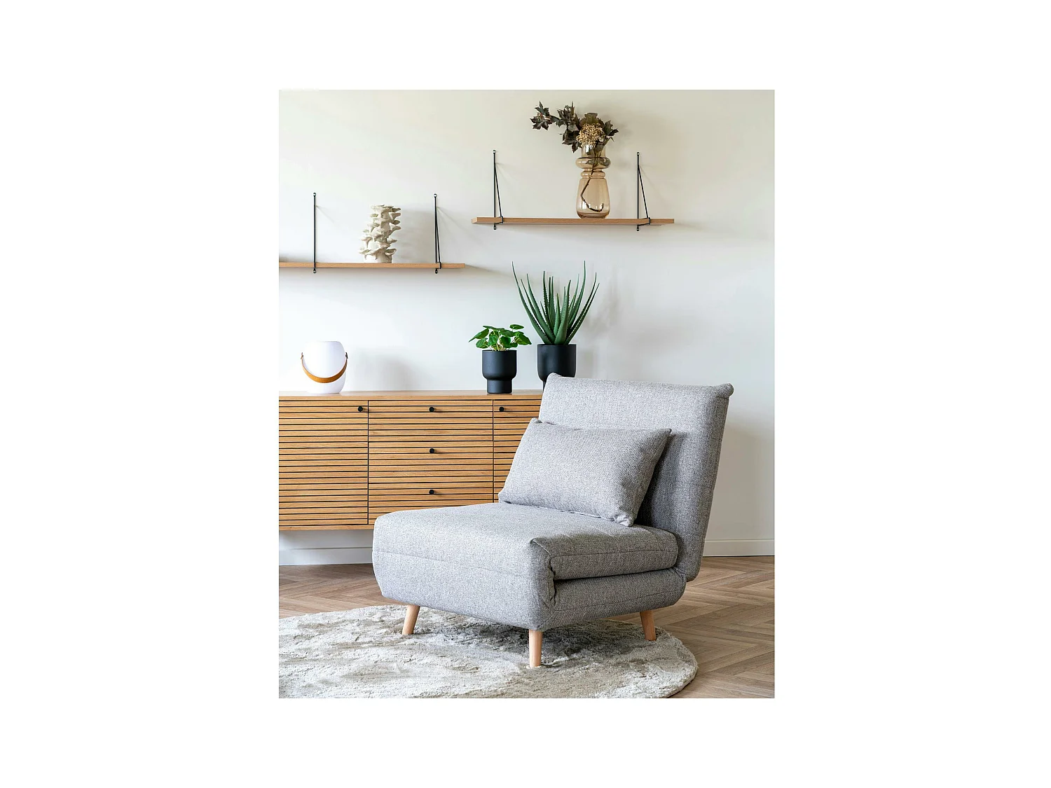 Fauteuil convertible gris BERLIN