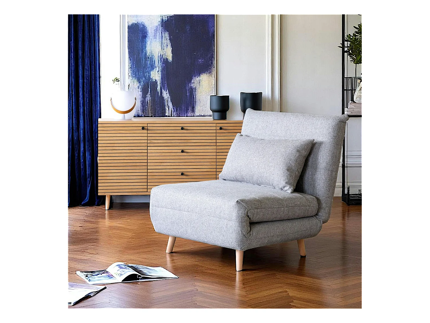 Fauteuil convertible gris BERLIN