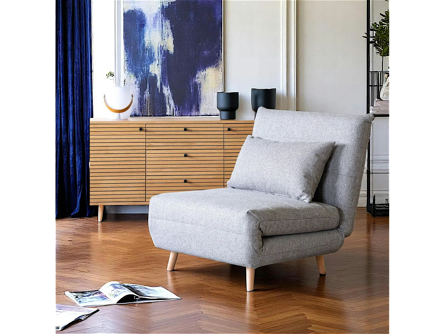 Fauteuil convertible gris BERLIN