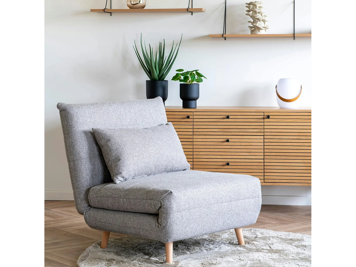 Fauteuil convertible gris BERLIN