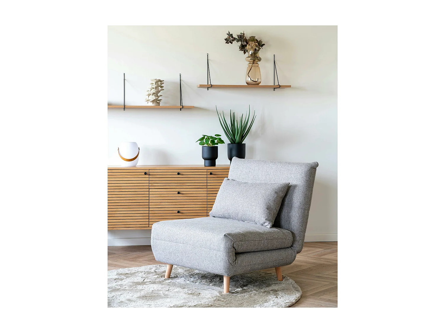 Fauteuil convertible gris BERLIN