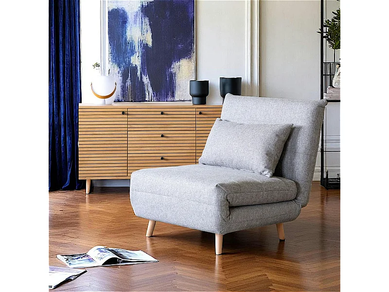 Fauteuil convertible gris BERLIN