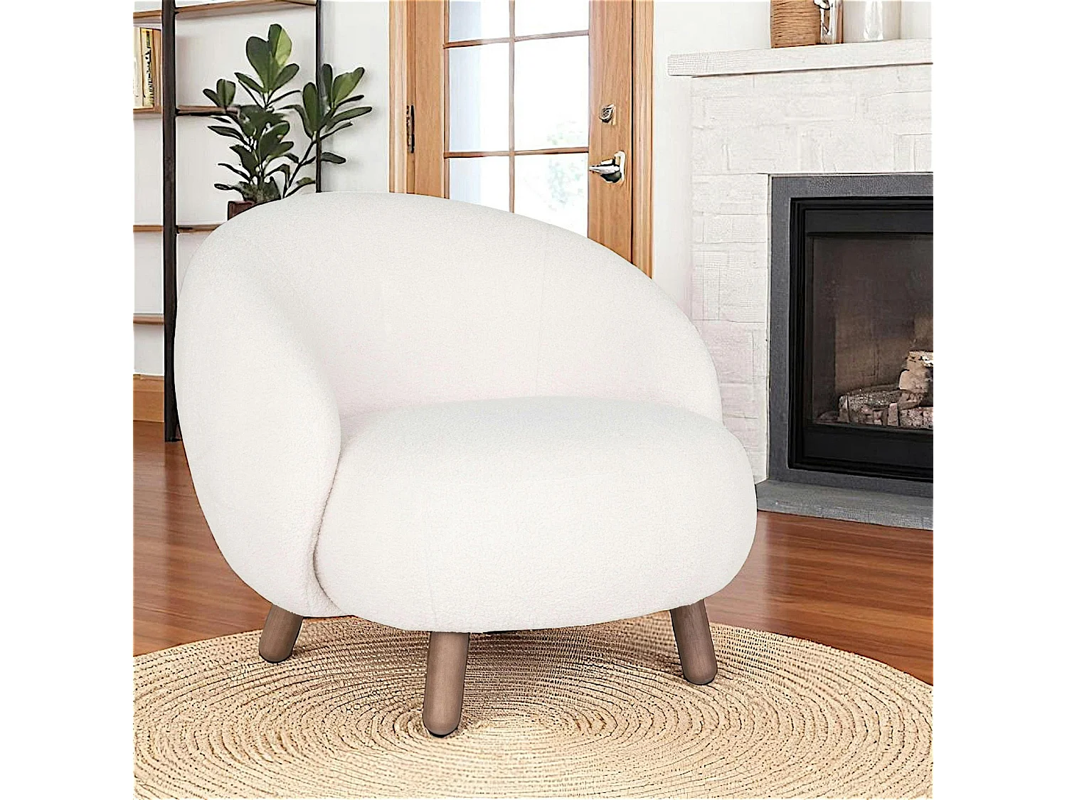 Fauteuil rond contemporain en peau de mouton synthétique BERLIN