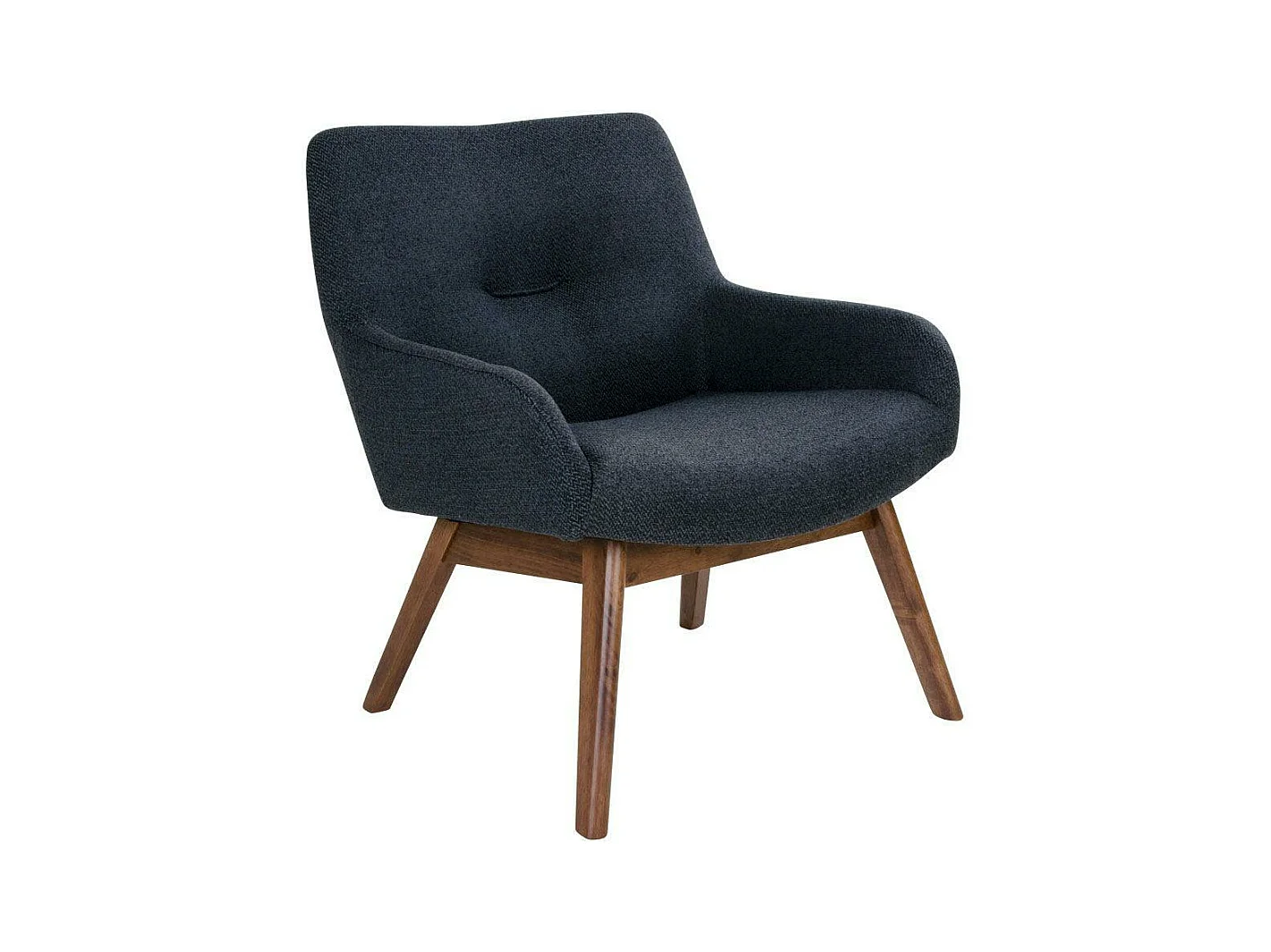 Fauteuil bleu foncé avec structure en bois de noyer BERLIN