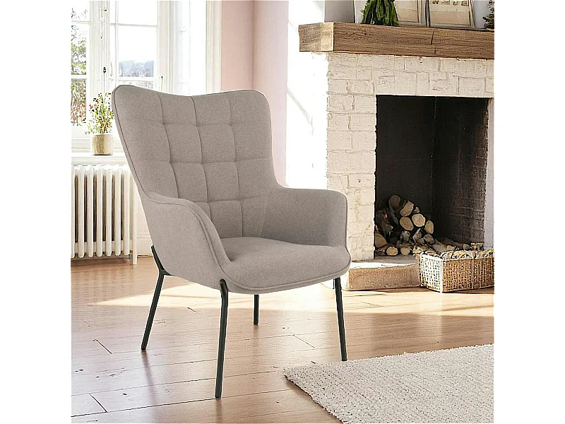 Fauteuil gris minéral moderne avec piqures BERLIN