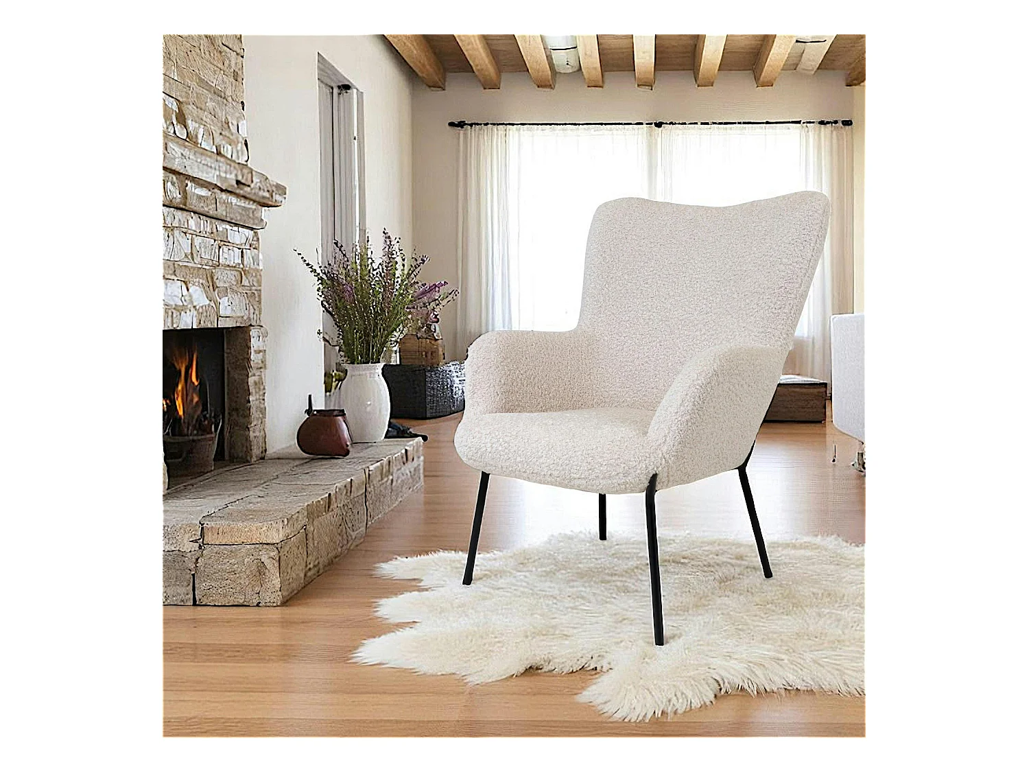 Fauteuil en peau de mouton synthétique BERLIN