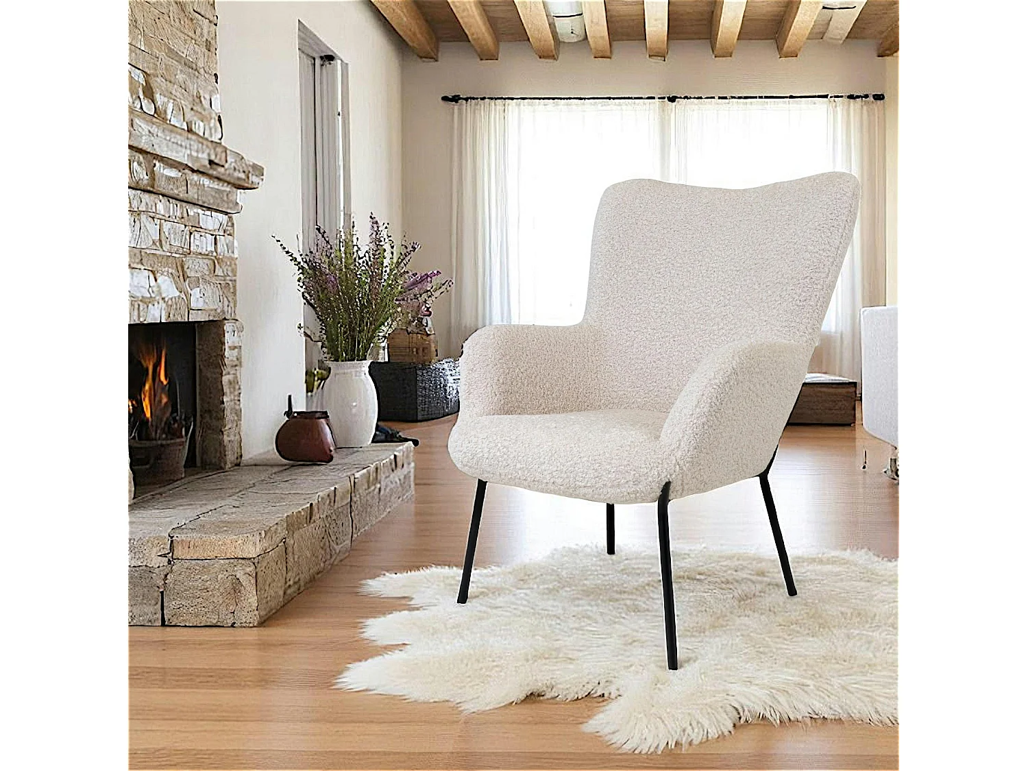 Fauteuil en peau de mouton synthétique BERLIN