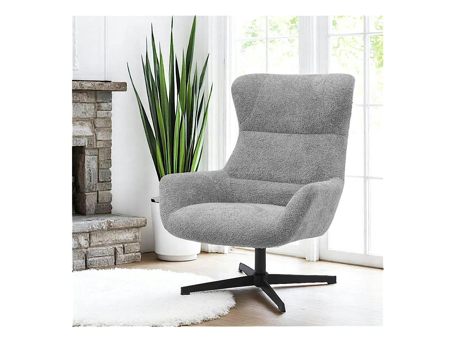 Fauteuil confort pivotant en tissu doux gris foncé BERLIN