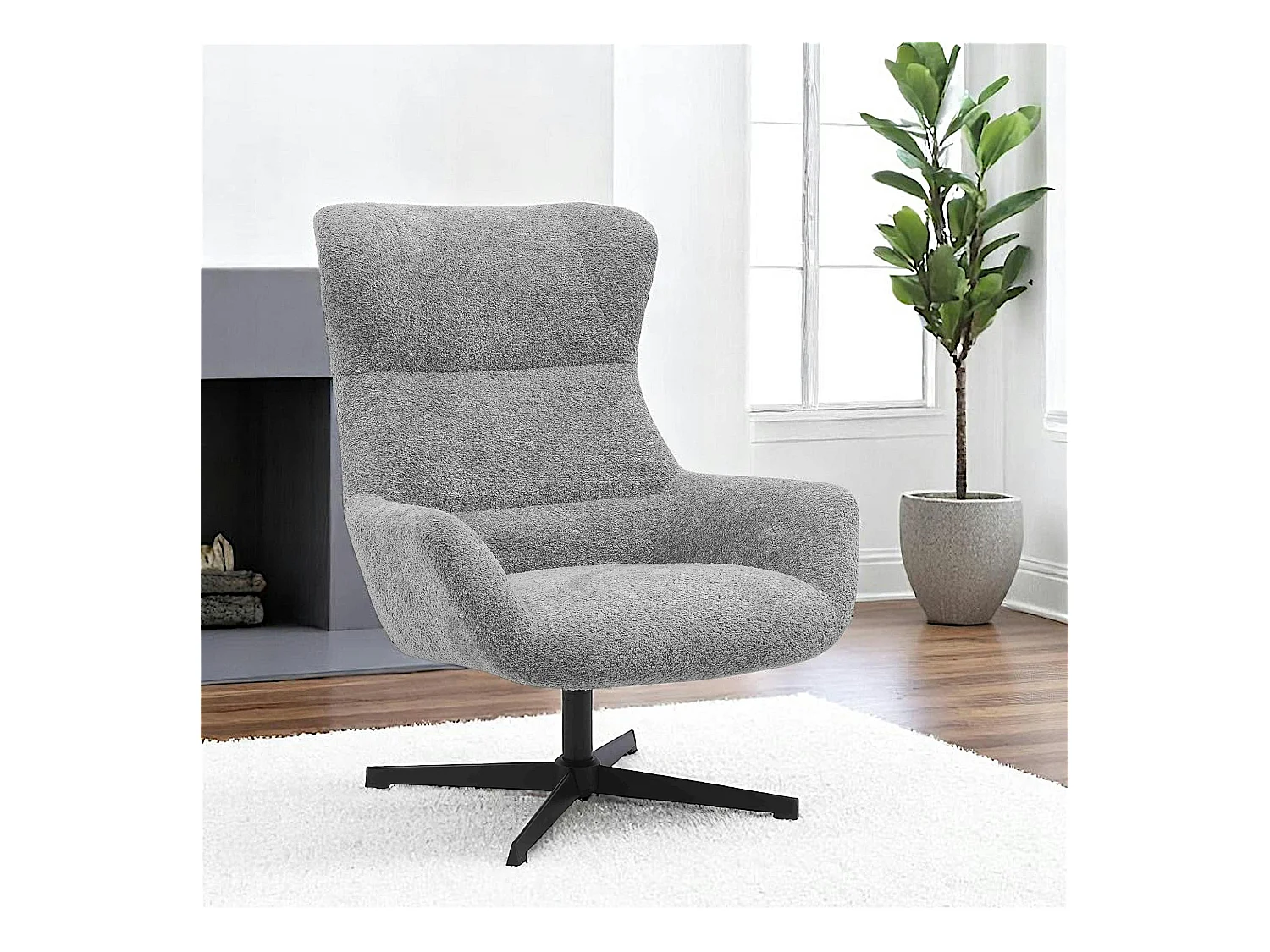 Fauteuil confort pivotant en tissu doux gris foncé BERLIN