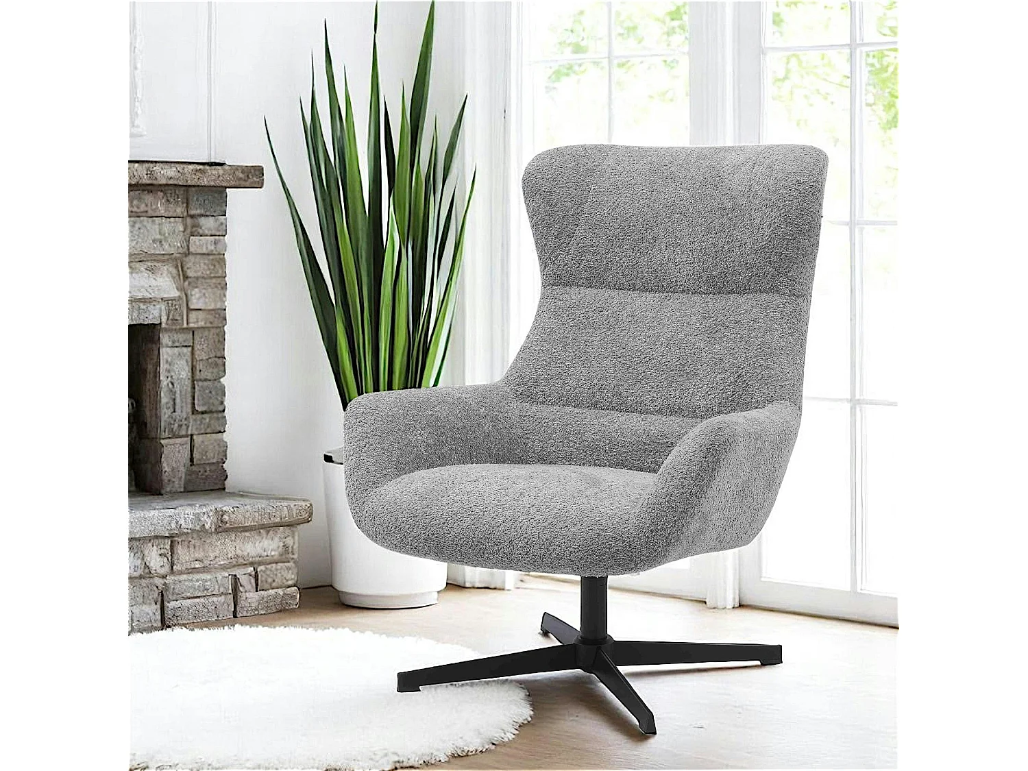 Fauteuil confort pivotant en tissu doux gris foncé BERLIN