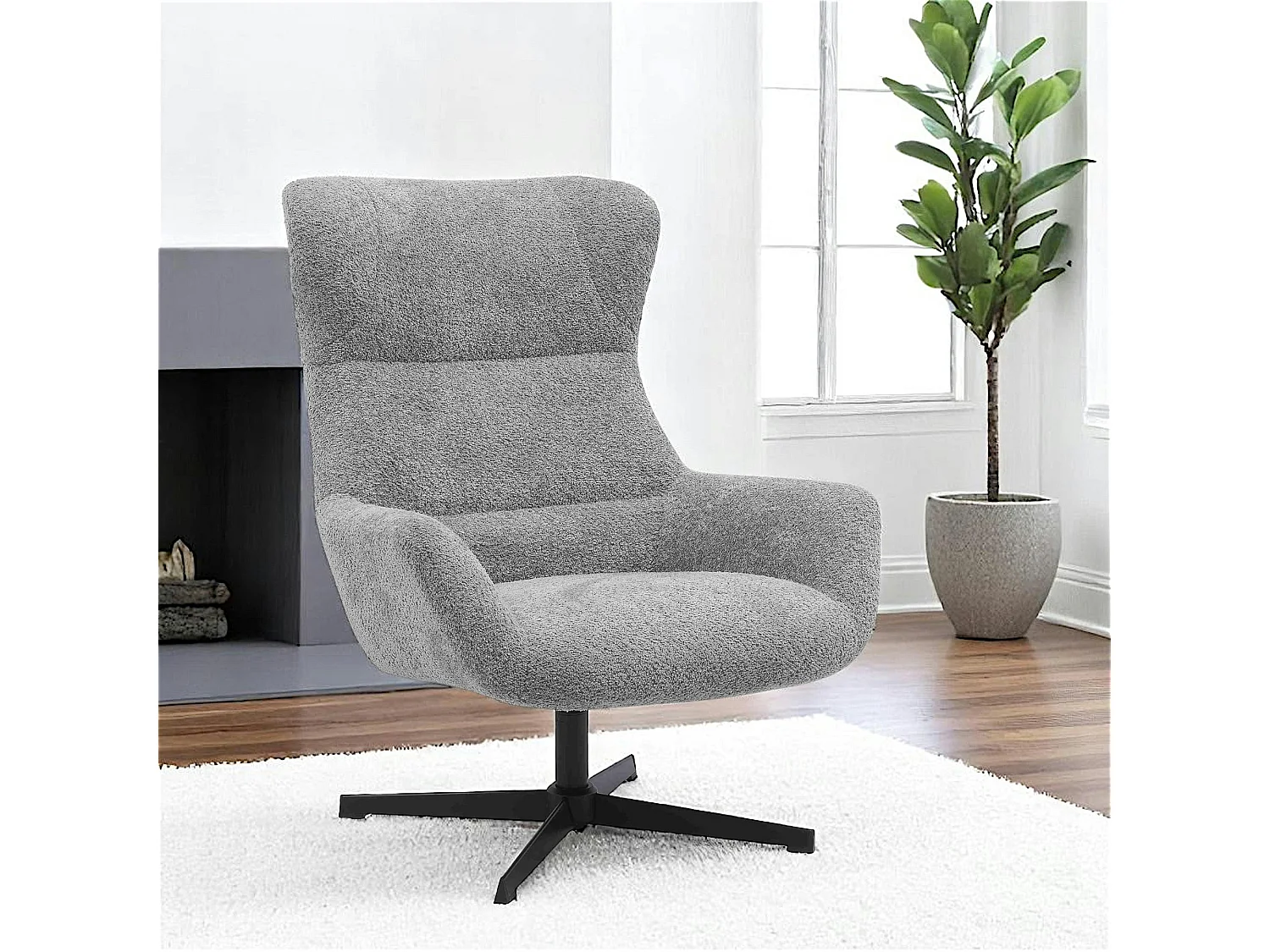 Fauteuil confort pivotant en tissu doux gris foncé BERLIN